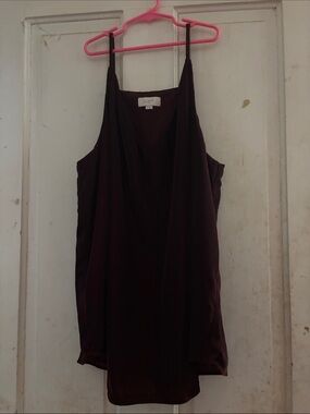 LOFT Deep Plum Velvet Draped V-Neck Cami with Thin Straps
